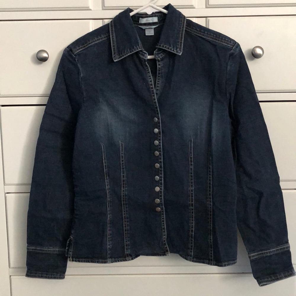 Christopher & Banks Denim Collared Snap Shirt